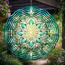 Cosmic Crystal Chime, Gold Geometric Pattern, Luxury Sci-Fi Art Home Decor Gift - Perfect For Garden, Patio, Balcony Outdoor Decoration, Mysterious Starry Atmosphere, 360° Rotating Hook, Dynamic Visual Effect (Pendant Not Included), Random Style - A - View 1