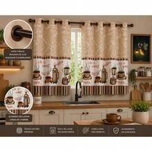 Oxford Printed Kitchen Curtain 2.00 X 1.40 - 咖啡棕 - 查看 5
