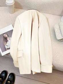 Blazer casual con cuello de solapa y botones para mujer, primavera - Blanco - Ver 5