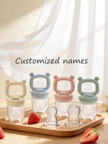 Personalized Name Gift, Baby & Toddler Fruit & Vegetable Teething Toy, Feeding Utensils - Multicolor - View 1
