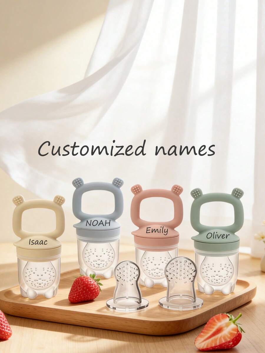Personalized Name Gift, Baby & Toddler Fruit & Vegetable Teething Toy, Feeding Utensils - Multicolor - View 1
