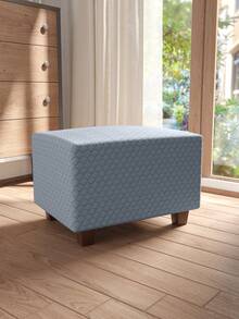 1pc Diamond Jacquard Footstool Cover, Suitable For Living Room Bedroom, Modern Minimalist Design, Applicable For All Seasons - Grey - View 1