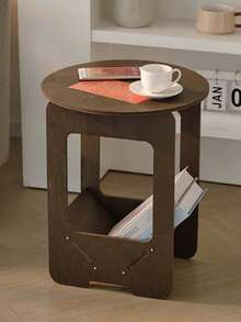 1pc Bedside Table, Modern Minimalist Style Portable Round Table, Black & White Dual-Color Furniture Round Table, European Style Balcony Square Table, Coffee Table, Nightstand - Multicolor - View 6