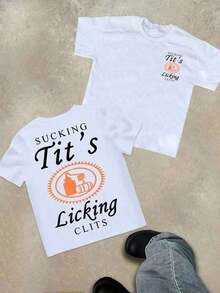 Camiseta de cuello redondo con estampado de humor sobre beber de Tito (Camiseta de algodón de 220g) - Estilo callejero, cuello redondo neutro, transpirable, de manga corta, retro, casual, versátil y de moda para uso diario de hombres en verano - Camisetas casuales unisex - Blanco - Ver 4