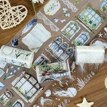Pita Washi PET Medusa 2m/Gulungan, Stiker Transparan Bunga untuk Jendela, Pita Perekat Dekoratif untuk Buku Harian, Scrapbooking, Jurnal, Alat Tulis, Lingkaran 100cm - Pita PET - View 10