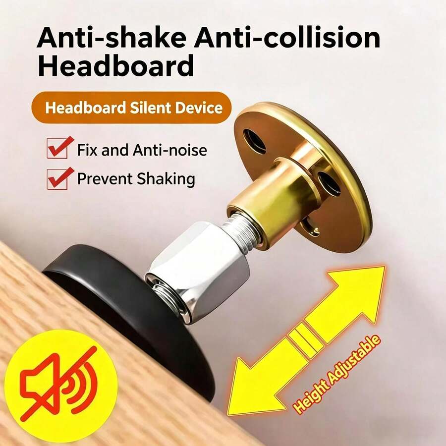 Bed Head Fixator, Anti-Collision & Anti-Shake, Desk Riser, Bed Stabilizer, Wall-Mounted Bed Noise Reducer, Coffee Table Furniture Leg Extender, Adjustable Height Riser - Silver Fixed Length Adjuster - View 1