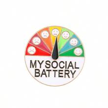 2 piezas Broche de energía que cambia de humor, insignia de metal de poder social deslizante, pin de expresión de sonrisa unisex, accesorio de ropa, regalo del Día de San Valentín - broche de humor - Ver 8