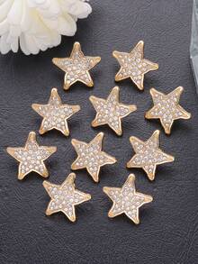 10 Peças Botões Decorativos de Metal de Alta Qualidade com Estrela de Cinco Pontas e Diamante, Adequados para Camisas, Cardigãs, Vestidos, Vestidos de Casamento, Suéteres, Jaquetas, Botões Decorativos de Costura Artesanal, DIY Sapatos, Bolsas, Caixas de Presente, Acessórios de Joalheria, Decoração de Feriados - multicolorido - Visão 4