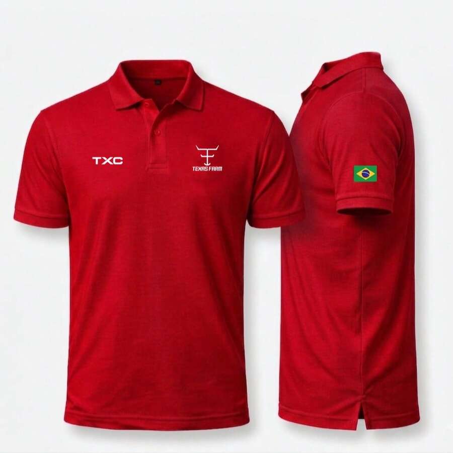 Men's Polo Shirt, Texas Country T-Shirts, Men's Blouses - Đỏ - Xem 1
