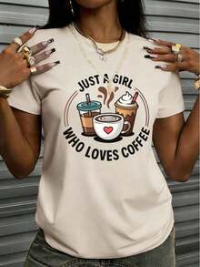 Nueva camiseta de manga corta con cuello redondo para mujer 2026. Hecho de 100% algodón puro con un corte holgado. Estilo casual y versátil combinado con estampados de moda, un elemento esencial del guardarropa. Perfecto para el transporte diario, citas informales y ropa urbana. - Beis - Ver 6