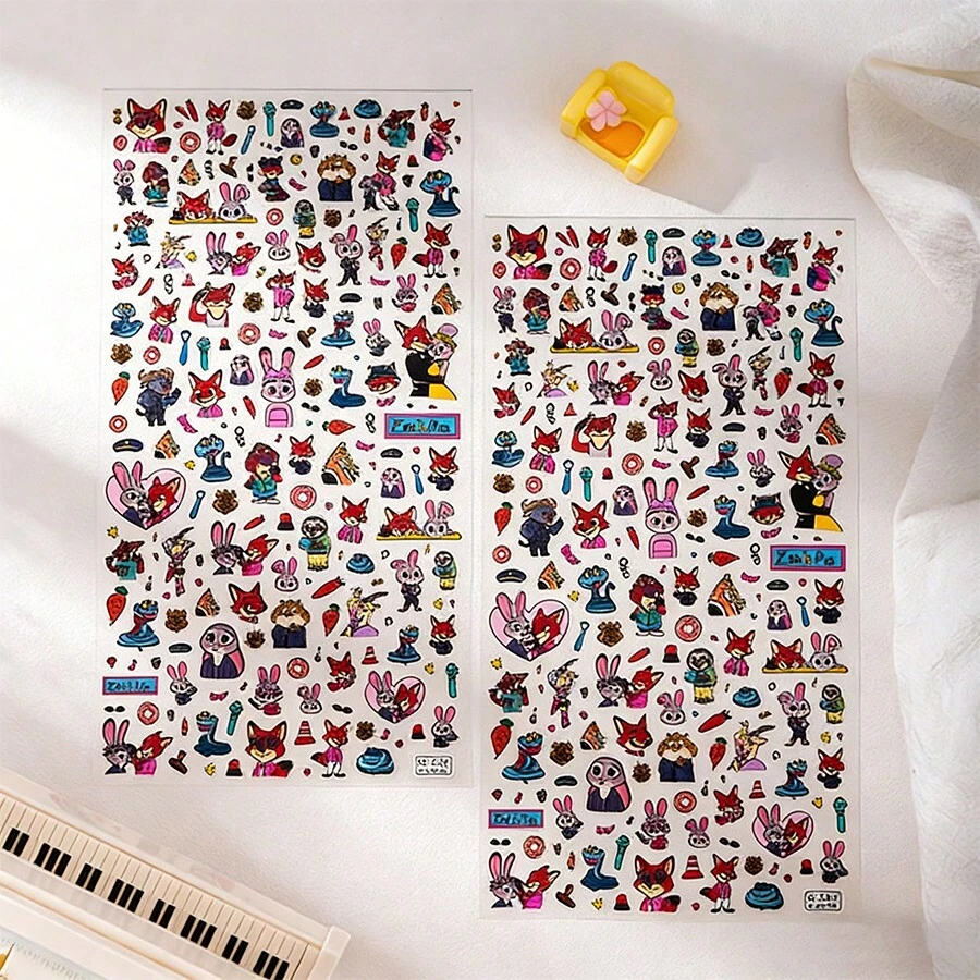 1 pieza Pegatina con relieve de dibujos animados, favor de fiesta, pegatina para funda de teléfono, pegatina de arte de uñas, pegatina de patrón pequeño, pegatina de Nick, pegatina de Judy de dibujos animados, pegatina de Gary, pegatina impermeable, adecuada para libros, diarios, fundas de teléfono, portátiles, tabletas, botellas de agua, ideal para vacaciones, cumpleaños o recompensas - Multicolor - Ver 1