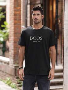 Camiseta hombre cuello redondo y manga corta. Estilo casual con estampados modernos y cómodos. Para hombres y mujeres, estilo pareja, pareja, camiseta de manga corta con estampado de moda - Negro - Ver 2