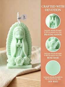 4 piezas Velas de cera de soja con diseño de Virgen María en estilo lindo y de dibujos animados, en colores melocotón rosa, verde menta, lavanda púrpura y amarillo crema. Decoración para el hogar, regalo para el Día de la Madre, regalo de graduación 2026 para ella, decoración de escritorio de oficina, centro de mesa para bodas, vela de oración católica, aromaterapia y meditación, decoración de altar, y confirmación, regalo festivo para mamá, novia y esposa - Set de edición limitada de Madonna en tonos pastel - Ver 8
