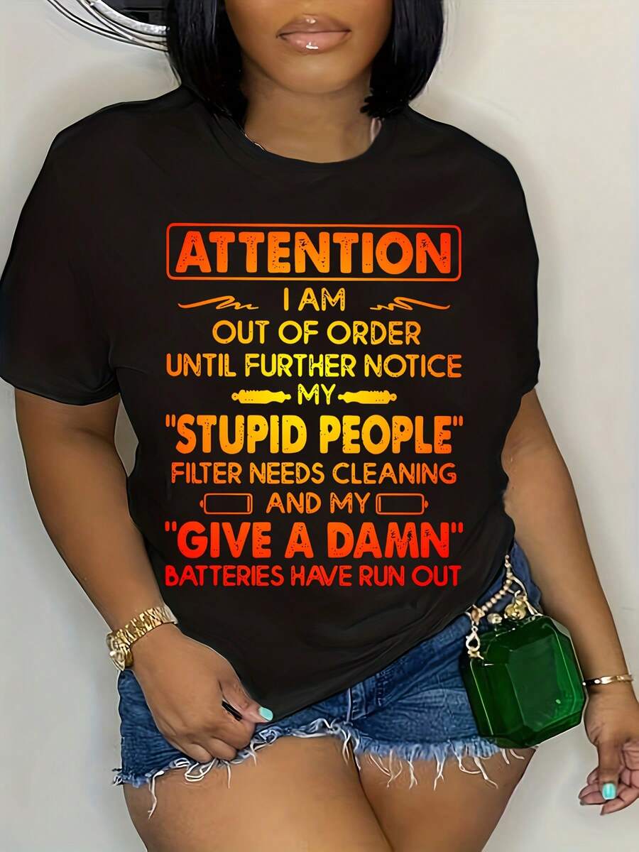 Camiseta de algodón de manga corta para mujer, ropa de mujer a la moda - Negro - Ver 1