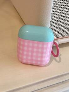 Niche Contrast Color Plaid Heart Shaped Pendant Suitable For AirPods Pro 1/2/3/4 Bluetooth Earphone Case Cover - Baby Pink - View 5