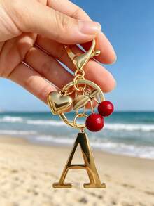 优雅金属心形字母樱桃钥匙扣，可爱樱桃造型，3D字母吊坠（A-Z），时尚樱桃背包挂饰，时尚合金钥匙圈，汽车钥匙链，适合女性日常使用，经典简约钥匙扣，汽车装饰，包包配饰，送给朋友、家人、情侣、女友的理想礼物，适合重要场合、母亲节、毕业季和返校季。 - 彩色 - 查看 10