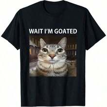 Camiseta con meme de gato "Wait I'm Goated Silly" para mujeres, estilo New York - Negro - Ver 7