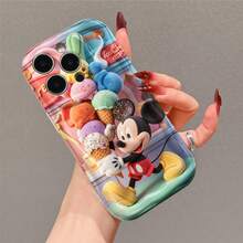 Disney Mickey Mouse Phone Case, Official Disney Mickey Mouse Character Design, Sweet Plush Mickey With Giant Ice Cream Protective Cover. Compatible With IPhone 17, 16, 15, 14, 13, 12, 11 Pro Series, Featuring Mickey Holding A Towering Stack Of Colorful Ice Cream Cones, Perfect For Disney Fans And Mickey Lovers To Showcase Their Favorite Character, Ideal For Birthdays, Holidays, Anniversaries, Graduation Gifts, Or Any Special Occasion To Surprise Family, Friends, Classmates, And Loved Ones. - trắng - Xem 3