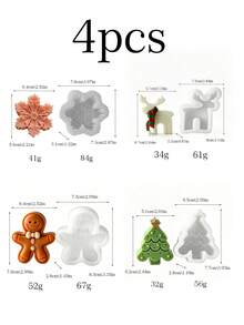 4pcs Christmas Theme Silicone Candle Molds: Reusable, Easy Release, Suitable For DIY Aromatherapy Candles, Handmade Soap And Plaster Decor – Includes Tree, Snowflake, Gingerbread Man And Reindeer Designs – Perfect Holiday Gift Decoration - Four-piece Set - View 7