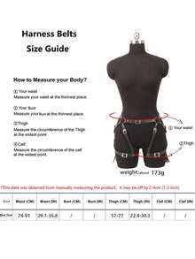 Women's Leather Gothic Tassel Thigh Garter Harness, Adjustable Waist Leg Body Harness Rave Party Accessories - Black - View 6