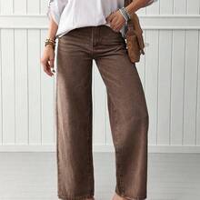 Jeans de pierna recta de talle alto - Marrón - Ver 4