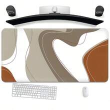 1pc Bohemian Style Abstract Brown Line Oversized Mouse Pad / Gaming Mouse Pad -- XXL Fabric Material -- Ultimate Tracking And Stability Performance -- Professional Gaming Grade Mouse Pad -- Non-Slip And Stable -- Full Desk Coverage -- PC Accessory -- Natural Beige And Brown Wavy Line Design Computer Keyboard And Mouse Pad, Suitable For Office, Home And Gaming Scenes - Bohemian Abstract Style - View 29