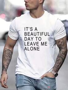 Camiseta de Hombre Cómoda Cuello Redondo Casual Algodón Mangas Cortas Suave Transpirable Top Ropa de Hombre Camiseta Verano Primavera Ropa de Calle Tela de Algodón Impresión de Letras a la Moda - Blanco - Ver 6