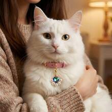 Adjustable Pet Pearl & Rhinestone Collar, Heart/Square Pendant Options, Suitable For Wedding Photo Accessories - Multicolor - View 3