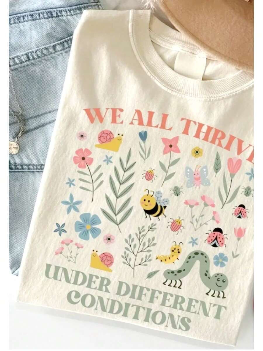 Camiseta cómoda de neurodiversidad de colores, adecuada para maestros de educación especial, regalo de salud mental para maestros, camiseta de manga corta de moda de verano para hombres y mujeres - Estilo vintage urbano unisex, camiseta de algodón holgada de manga corta con cuello redondo. - Blanco - Ver 1