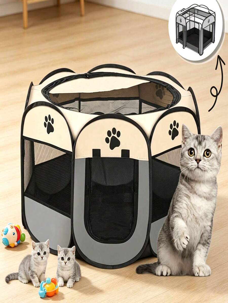 1pc Foldable Pet Cat/Dog Anti-Scratch Playpen Tent