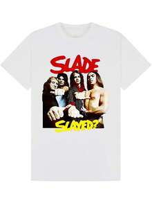 Camiseta vintage de la banda de rock Rare Slade-"Slade" Vintage de Peso PesadoCamiseta con estampado "Slayed", que muestra fotos de los miembros de la banda.-Camiseta unisex de manga corta y corte regular, adecuada para conciertos, festivales y uso casual.-Regalos suaves y duraderos con temática musical, adecuados tanto para hombres como para mujeres.-Diseño con estilo rock clásico, ropa para conciertos, impresión de alta calidad, material duradero, para entusiastas de festivales, camisas de hombre, camisetas estampadas de hombre, camisetas de hombre, ropa de hombre, camisetas divertidas, ropa masculina, blusas.paramujer,blusas,blusascasualesparadama, blusascasualesparadama,topsdemujeres, blusas, unisex - Blanco - Ver 6