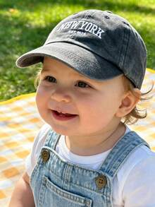 1pc Black NEW YORK EST 1625 Embroidered Baby Baseball Cap, Baby Summer Beach Baseball Cap, Unisex Toddler Summer Sun Protection Baseball Cap - Multicolor - View 7