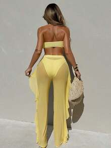 Swim Conjunto de bikini separado de 3 piezas, inalámbrico, para verano 2025 - Amarillo - Ver 4