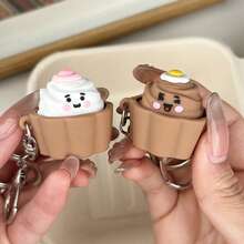 1pc Cartoon Cake Keychain, Cute Stress Relief Toy, Creative Gift - Multicolor - View 3