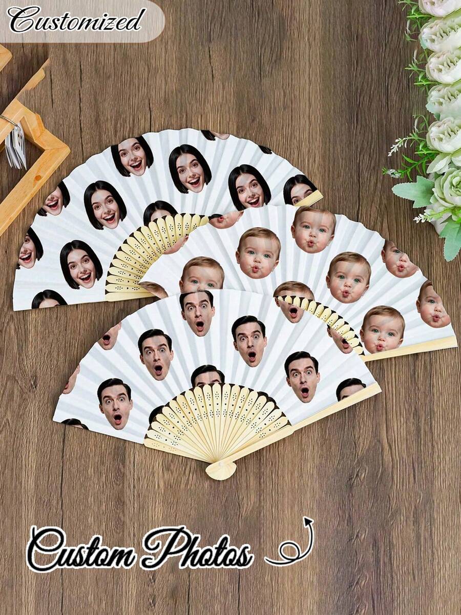 客製化姓名 Logo 婚禮扇，經典 DIY 扇，時尚且獨特，適合送給女友、家人、媽媽、朋友、寵物的理想禮物，適用於畢業典禮與婚禮