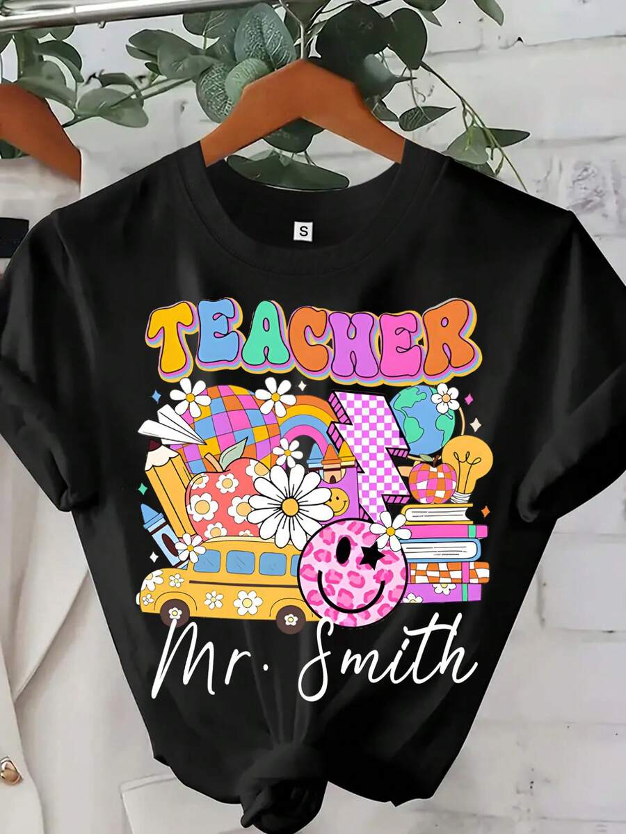 Camisetas con texto 2026 para profesores, camisetas personalizadas con su texto, camisetas con logotipo de empresa, ropa de equipo, etc. - Negro - Ver 1
