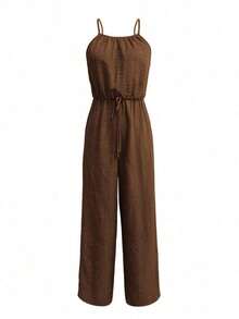 Pantalones tipo mono holgado de moda para mujer de talla grande - Marrón Mocha - Ver 3
