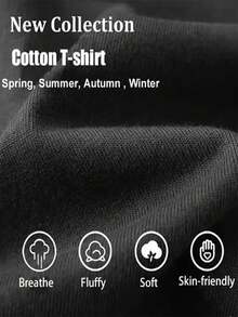 Camiseta de Cuello Redondo Lisa para Mujer - Top Casual Negro de Manga Corta, Lavable a Máquina para Primavera, Verano y Otoño, Cómoda para Uso Diario |   Diseño de Texto Divertido |   Blusas de tela suave y cómoda para mujer, camisetas gráficas de verano para mujer, camiseta casual estampada para mujer, manga corta y cuello redondo, moda urbana local de primavera/verano. - Negro - Ver 6