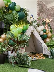 26/51pcs Green & Gold Balloons, 10inch Assorted Green Tone & Metallic Gold Latex Balloons, Suitable For Jungle Safari Birthday Baby Shower Party Decor - Set - View 6