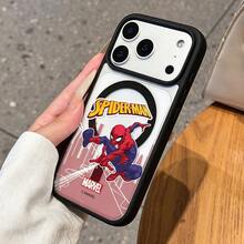 Miniso Ốp lưng kiêm sạc từ tính MagSafe cao cấp hình Người Nhện Marvel dành cho học sinh, tương thích với iPhone 17/17 Air/16 Pro Max/15/17 Pro/14/13/15 Pro/16 Plus/12. Ngoài ra còn kèm theo một ốp bảo vệ chống rơi thời trang dành cho nam giới, tương thích với Apple. - màu đen - Xem 2