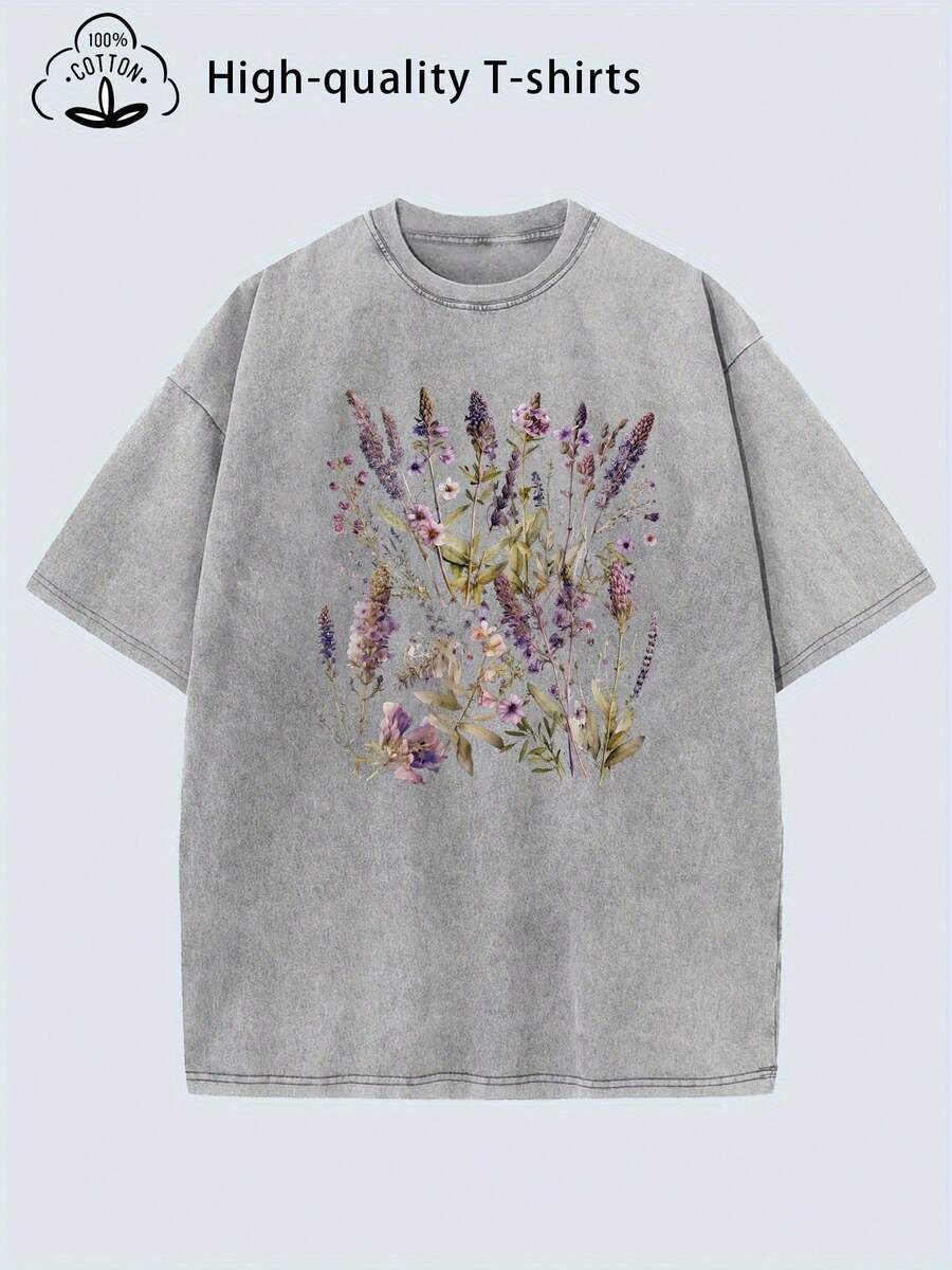 Camiseta de Mujer con Estampado Creativo de Estilo Retro Urbano, de Alta Calidad y Lavado Intenso, con Aspecto Vintage Desgastado, Adecuada para Hombres y Mujeres, Hecha de 8.11 oz de Algodón Puro, con Impresión de Alta Calidad y Cómoda. - Gris - Ver 1