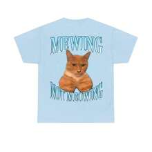 2026 Summer New Funny Cat Meme T-Shirt - Mewing LooksMax Meowing Cat Graphic Tee, Unisex Cotton Outfit For Men & Women, Daily Retro Street T-Shirt - Light Blue - 查看 7