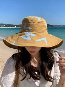 1 pieza Nuevo sombrero de ala ancha con forma de trébol de cuatro hojas, sombrero de verano reversible casual de poliéster con protección UV para damas y niños, adecuado para reuniones al aire libre - multicolor - Ver 19