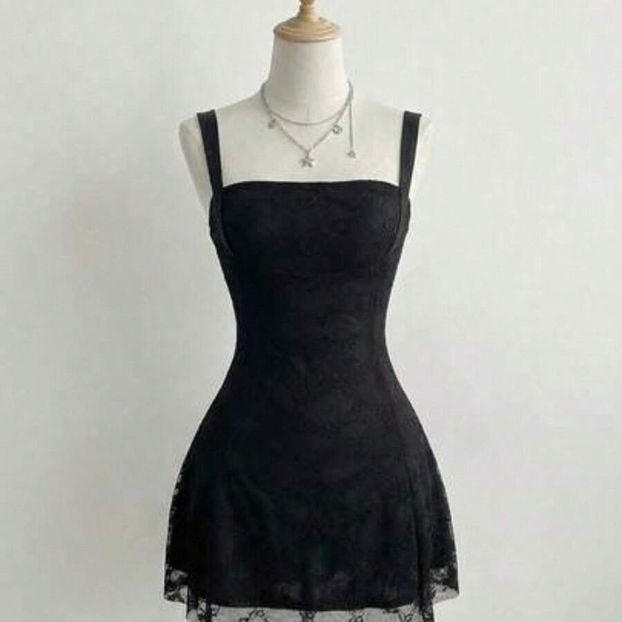 Women's Casual Sexy Backless Lace Cinched Waist Dress Women Dress Vintage Strapless Dress Black Winter Lace Dress Black Dress Elegant Dress - Negro - Ver 1