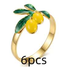 6pcs Yellow Lemon Napkin Rings, Wholesale Banquet Table Napkin Rings - Gold - View 6