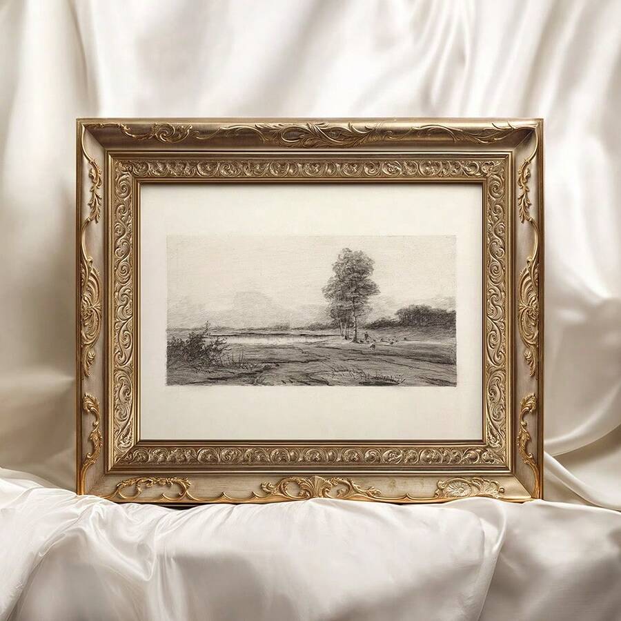 1 Stück Vintage Baum Skizze Wandkunst Bild Rustikale Natur Zeichnung Drucke Leinwandbilder Antike Landschaft Poster Stimmungsvolle Dekoration für Wohnzimmer, Schlafzimmer oder Bauernhaus Raumdekoration Geschenk für sie Ungerahmt oder Gerahmt - Verschiedenfarbig - Übersicht 1