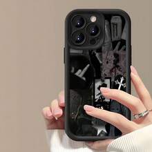 Collage grunge de estética oscura y anime gótico.funda de teléfono Fundas compatibles con ,Apple,VIVO,OPPO,,, y Honor.Fabricadas en silicona TPU,ofrecen protección contra golpes y caídas.regalos para mamá - Negro - Ver 2