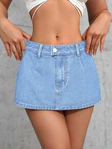 Tall Minifalda vaquera ultracorta, de moda para el verano - Lavado ligero - Ver 1