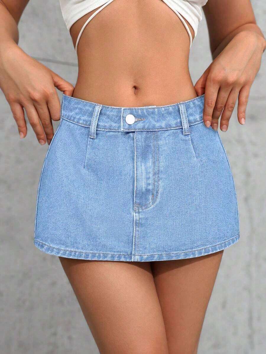 Tall Minifalda vaquera ultracorta, de moda para el verano - Lavado ligero - Ver 1