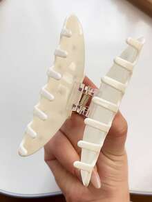 1 pieza Pinza de pelo con decoración de cristal de color blanco crema, pinza de pelo elegante y brillante de gran tamaño antideslizante, pinza de pelo de unicolor brillante, accesorios de pelo para mujer para uso diario y fiestas - Multicolor - Ver 9